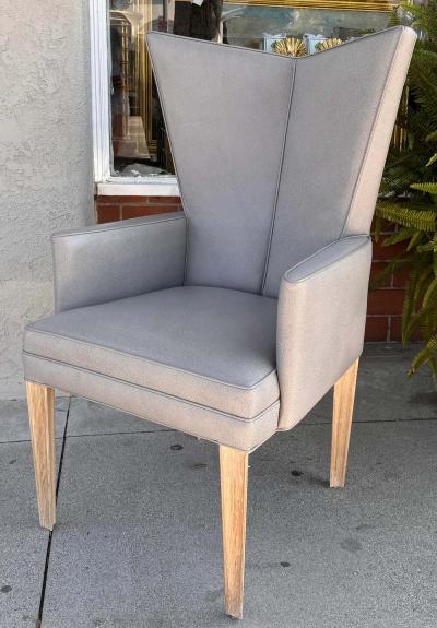 Vladimir Kagan Pair of Modern Vladimir Kagan Style Leather Wingback Chairs