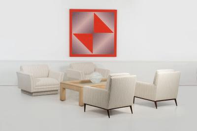 Vladimir Kagan Pair of Oversized Lounge Chairs Attributed to Vladimir Kagan c 1985