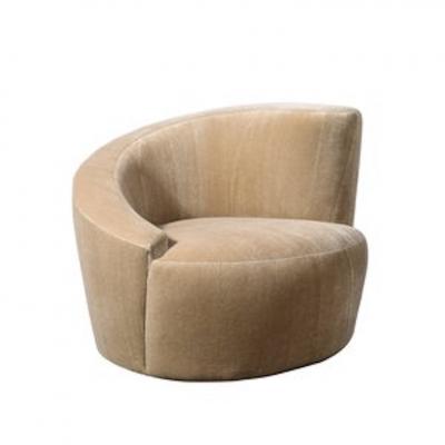 Vladimir Kagan Pair of Swiveling Nautilus Chairs by Vladimir Kagan in Luxe Camel Mohair