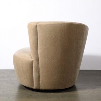 Vladimir Kagan Pair of Swiveling Nautilus Chairs by Vladimir Kagan in Luxe Camel Mohair