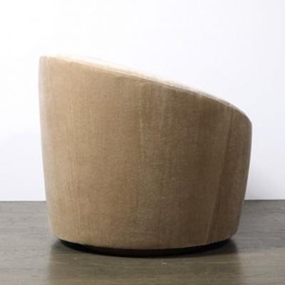 Vladimir Kagan Pair of Swiveling Nautilus Chairs by Vladimir Kagan in Luxe Camel Mohair