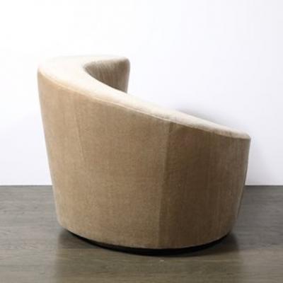 Vladimir Kagan Pair of Swiveling Nautilus Chairs by Vladimir Kagan in Luxe Camel Mohair