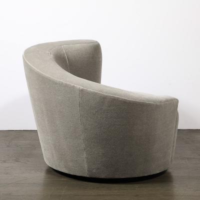 Vladimir Kagan Pair of Swiveling Nautilus Chairs by Vladimir Kagan in Luxe Taupe Mohair