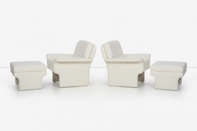 Vladimir Kagan Pair of Vladimir Attributed Lounge Chairs and Ottomans