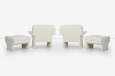 Vladimir Kagan Pair of Vladimir Attributed Lounge Chairs and Ottomans