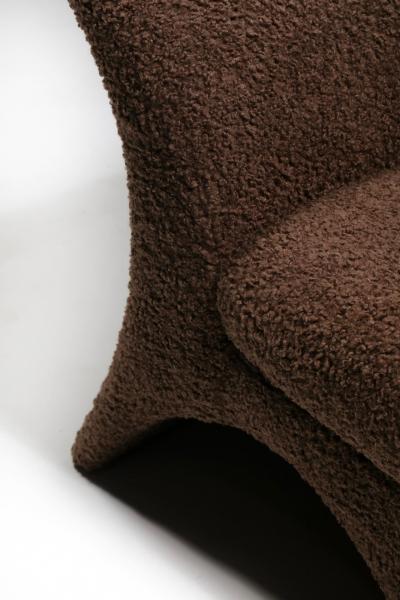 Vladimir Kagan Pair of Vladimir Kagan Hurricane Lounge Chairs in New Chocolate Brown Boucl 
