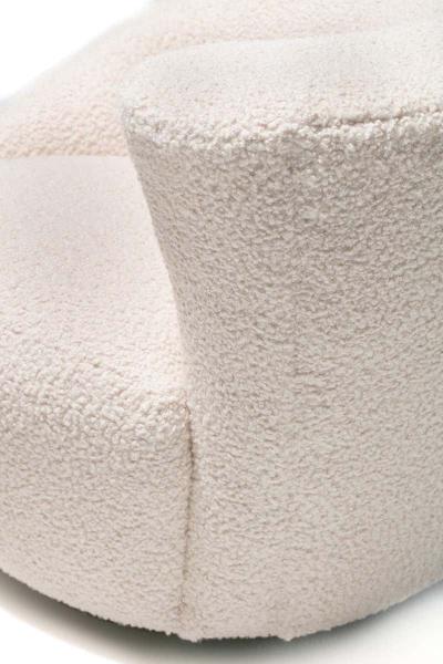 Vladimir Kagan Pair of Vladimir Kagan Nautilus Swivel Lounge Chairs and Ottoman in Ivory Boucl 