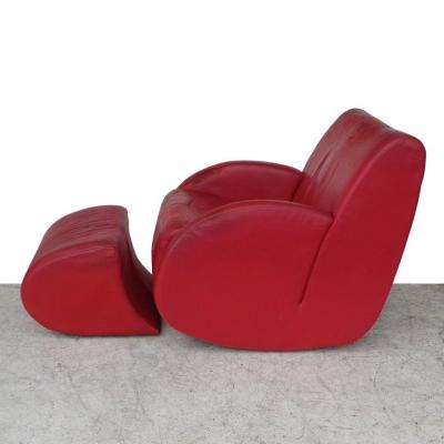 Vladimir Kagan Pair of Vladimir Kagan Rock Star His and Her Lounge Chairs and Ottoman