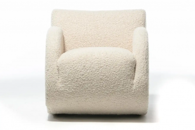 Vladimir Kagan Pair of Vladimir Kagan Rockstar Rocker Lounge Chairs in Ivory Boucl c 1990