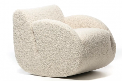 Vladimir Kagan Pair of Vladimir Kagan Rockstar Rocker Lounge Chairs in Ivory Boucl c 1990