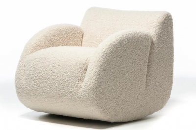 Vladimir Kagan Pair of Vladimir Kagan Rockstar Rocker Lounge Chairs in Ivory Boucl c 1990