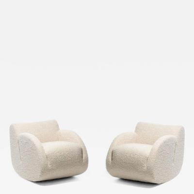 Vladimir Kagan Pair of Vladimir Kagan Rockstar Rocker Lounge Chairs in Ivory Boucl c 1990