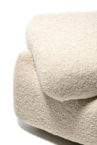 Vladimir Kagan Pair of Vladimir Kagan for Directional Swivel Chairs and Ottoman in Ivory Boucl 