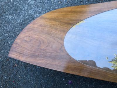 Vladimir Kagan Scrumptious Kagan style Sculptural Walnut 2 Tier Coffee Table Kidney Shaped