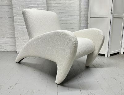Vladimir Kagan Sculptural Lounge Chair with Matching Ottoman in Boucle