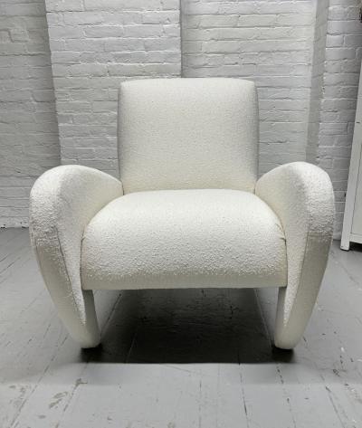 Vladimir Kagan Sculptural Lounge Chair with Matching Ottoman in Boucle
