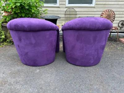 Vladimir Kagan Sensational Pair Vladimir Kagan Sculptural Ultra suede Upholstered Lounge Chairs