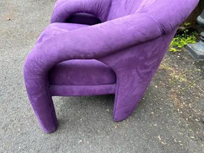 Vladimir Kagan Sensational Pair Vladimir Kagan Sculptural Ultra suede Upholstered Lounge Chairs