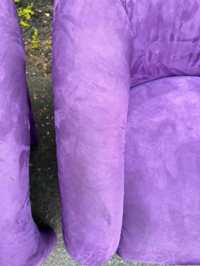 Vladimir Kagan Sensational Pair Vladimir Kagan Sculptural Ultra suede Upholstered Lounge Chairs