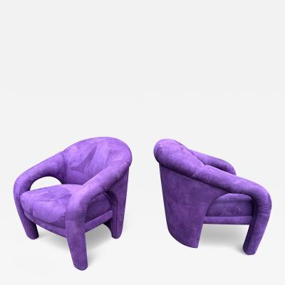 Vladimir Kagan Sensational Pair Vladimir Kagan Sculptural Ultra suede Upholstered Lounge Chairs