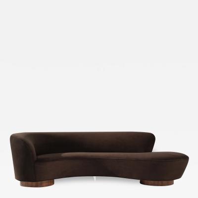 Vladimir Kagan Serpentine Sofa in Chocolate Velvet by Vladimir Kagan C 1970s