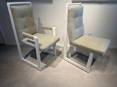 Vladimir Kagan Set of 10 American Modern White Lacquer Nobadeer Chairs Vladimir Kagan 1960