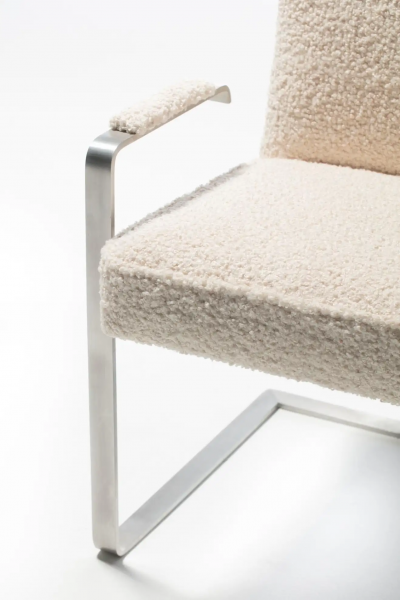 Vladimir Kagan Set of 20 Vladimir Kagan for Kagan Dreyfuss Steel Dining Chairs in Ivory Boucl 