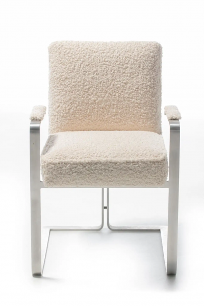 Vladimir Kagan Set of 20 Vladimir Kagan for Kagan Dreyfuss Steel Dining Chairs in Ivory Boucl 