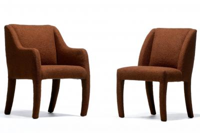 Vladimir Kagan Set of 8 Vladimir Kagan Dining Chairs for Directional in Mocha Brown Boucl 