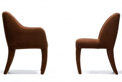 Vladimir Kagan Set of 8 Vladimir Kagan Dining Chairs for Directional in Mocha Brown Boucl 