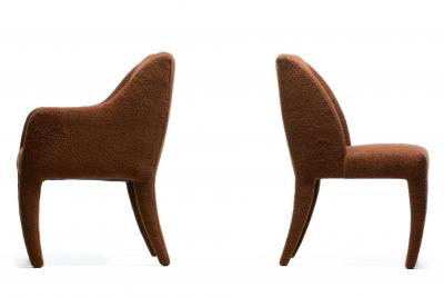 Vladimir Kagan Set of 8 Vladimir Kagan Dining Chairs for Directional in Mocha Brown Boucl 