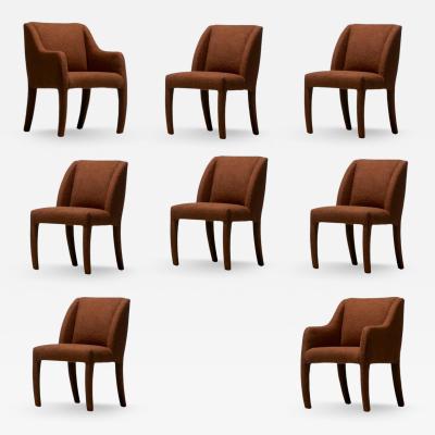 Vladimir Kagan Set of 8 Vladimir Kagan Dining Chairs for Directional in Mocha Brown Boucl 