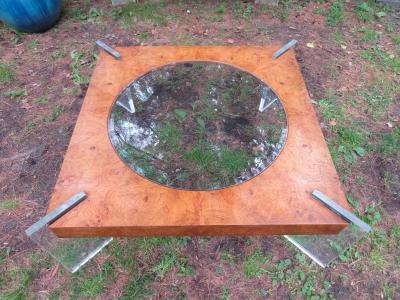 Vladimir Kagan Stunning Vladimir Kagan Lucite and Burl Walnut Coffee Table Mid Century