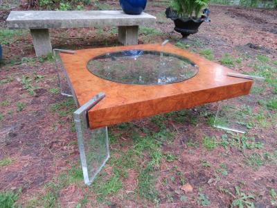 Vladimir Kagan Stunning Vladimir Kagan Lucite and Burl Walnut Coffee Table Mid Century