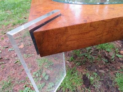 Vladimir Kagan Stunning Vladimir Kagan Lucite and Burl Walnut Coffee Table Mid Century