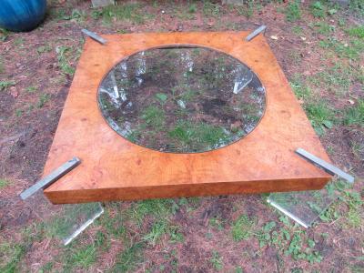Vladimir Kagan Stunning Vladimir Kagan Lucite and Burl Walnut Coffee Table Mid Century