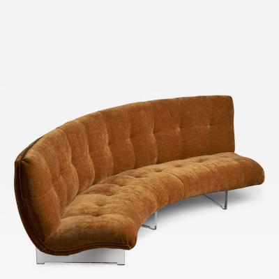 Vladimir Kagan Unicorn Sofa with Lucite and Velvet USA c 1975