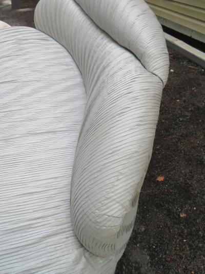 Vladimir Kagan Unusual Pair Vladimir Kagan Weiman Ruched Kidney Shaped Curved Sofa