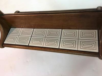 Vladimir Kagan VLADIMIR KAGAN STYLE SCULPTURAL MID CENTURY MODERN MIRROR WITH TILE SHELF