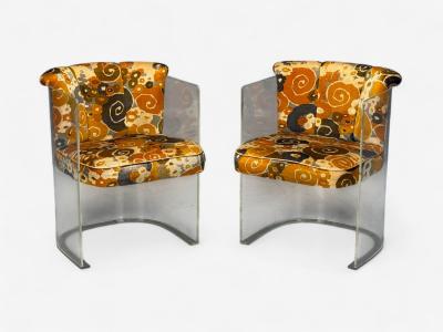 Vladimir Kagan Vladimir Kagan American Modern Lucite Fabric Armchairs USA 1970s
