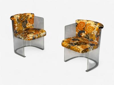 Vladimir Kagan Vladimir Kagan American Modern Lucite Fabric Armchairs USA 1970s