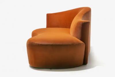 Vladimir Kagan Vladimir Kagan Amorphous Serpentine Sofa in Terra Cotta Velvet for Weiman