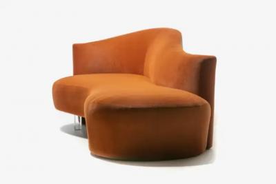 Vladimir Kagan Vladimir Kagan Amorphous Serpentine Sofa in Terra Cotta Velvet for Weiman