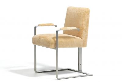 Vladimir Kagan Vladimir Kagan Arm Chairs in New Butter Cream Ivory Shearling