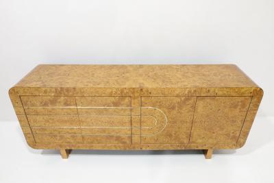 Vladimir Kagan Vladimir Kagan Attributed Sideboard in Burlwood with Brass Accents