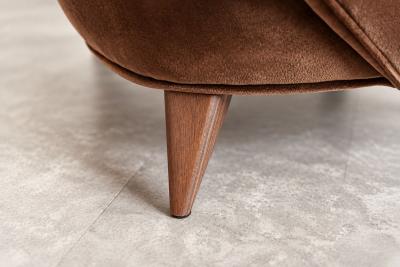 Vladimir Kagan Vladimir Kagan Barrel Lounge Chairs in Brown Velvet and Walnut Legs
