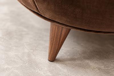 Vladimir Kagan Vladimir Kagan Barrel Lounge Chairs in Brown Velvet and Walnut Legs