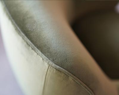 Vladimir Kagan Vladimir Kagan Barrel Lounge Chairs in Olive Green Velvet and Walnut Legs