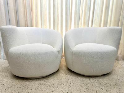Vladimir Kagan Vladimir Kagan Corkscrew Swivel Chairs for Directional in Boucl PAIR