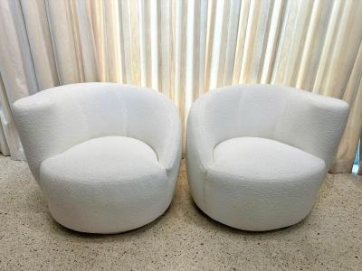 Vladimir Kagan Vladimir Kagan Corkscrew Swivel Chairs for Directional in Boucl PAIR